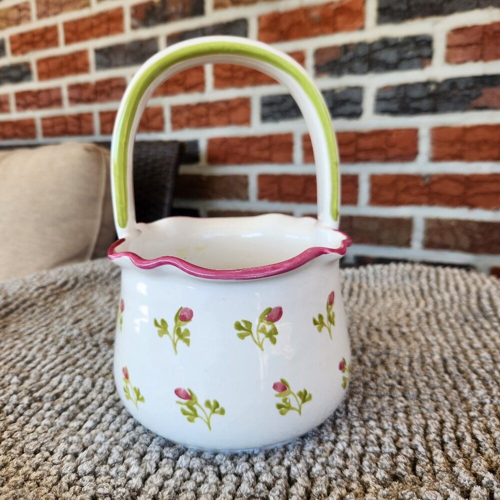 Italian Pottery Basket with Handle